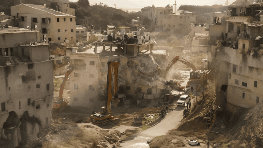 Israeli forces demolished a four-storey residential building